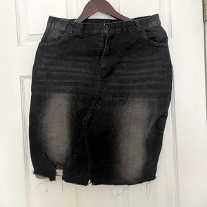 Black jean midi skirt